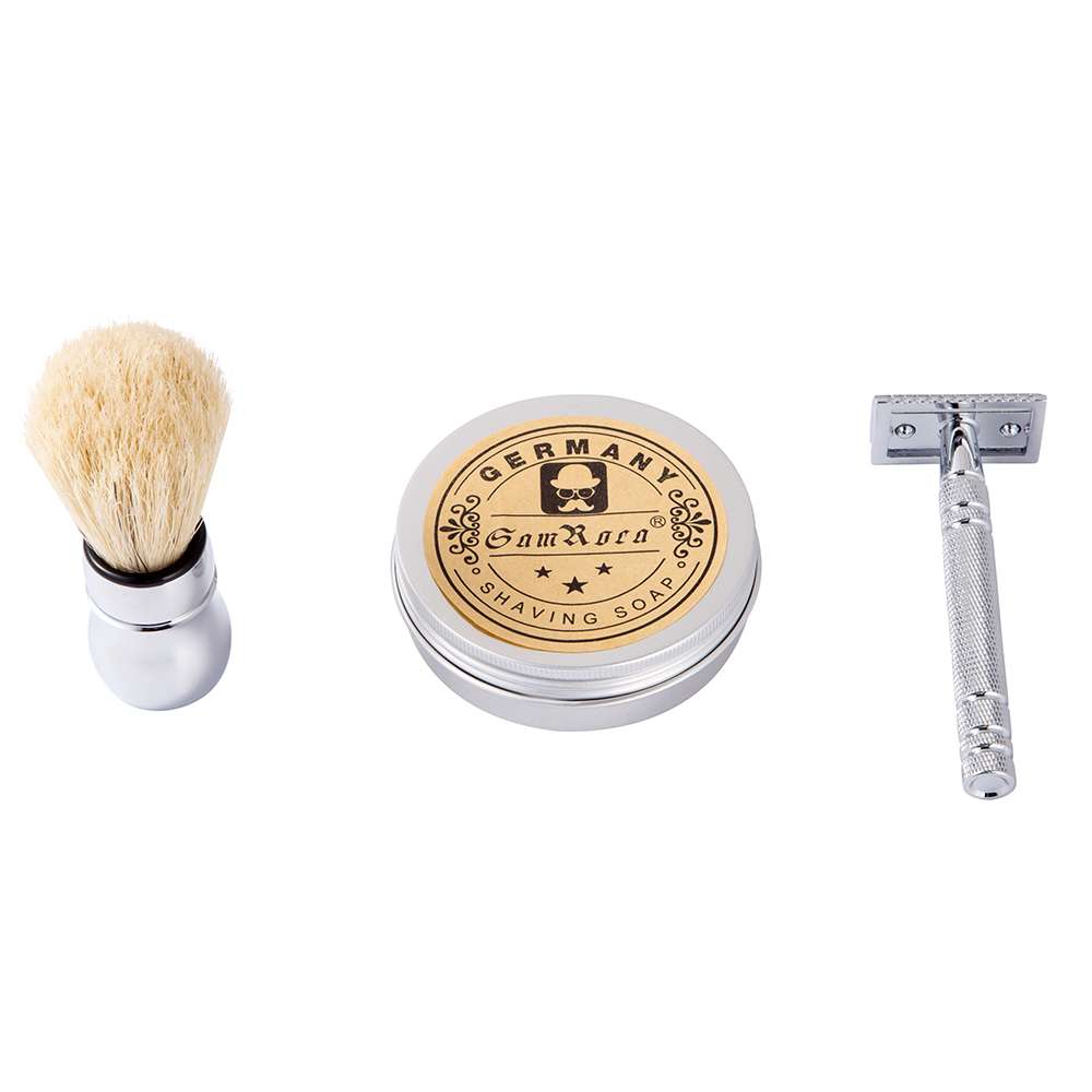 hot sale shaving kit men with brush soap razor barber 3 pcs per set